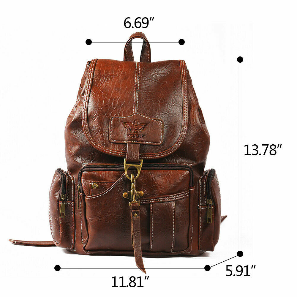 Premium PU Leather Backpack Women Vitange Satchel Rucksack Travel Shoulder Bag