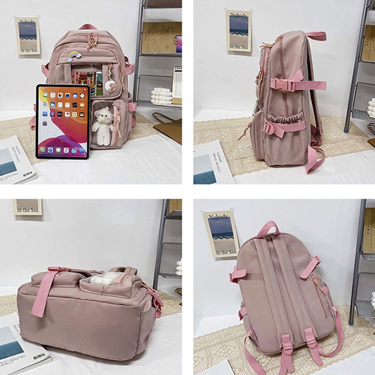 Teens School Backpack Kawaii Cute Bear College Travel Casual Bag for Girls Women