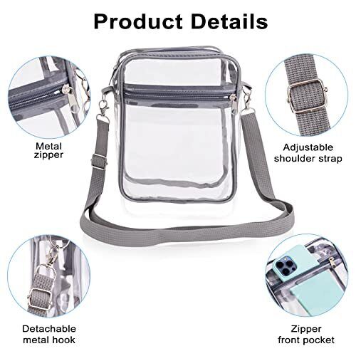 HOSTK Clear Crossbody Bag Stadium Approved Transparent Messenger Shoulder