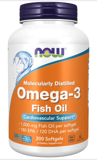 NOW Foods Omega 3 Fish Oil, 1000 mg, 200 Softgels