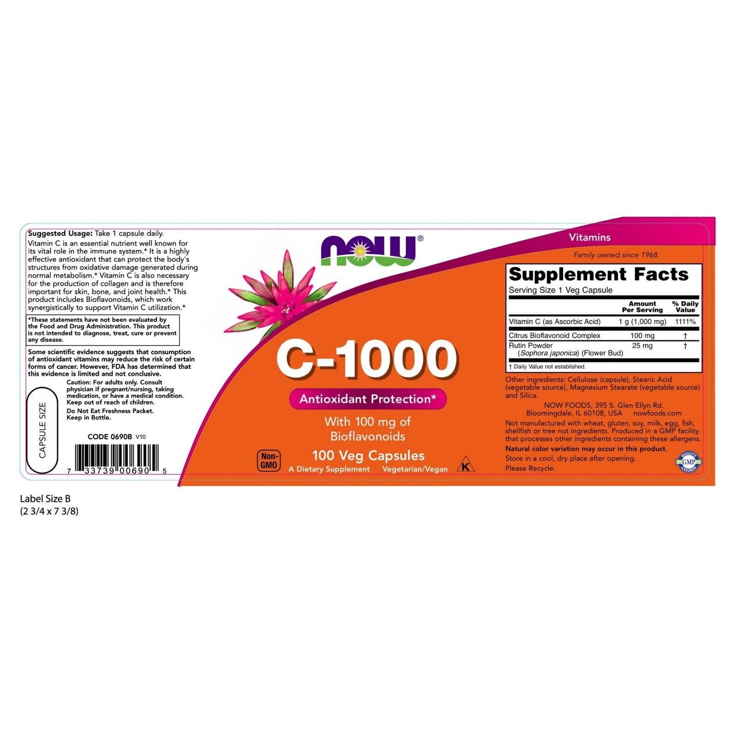 NOW Foods Vitamin C-1000, 100 Veg Capsules