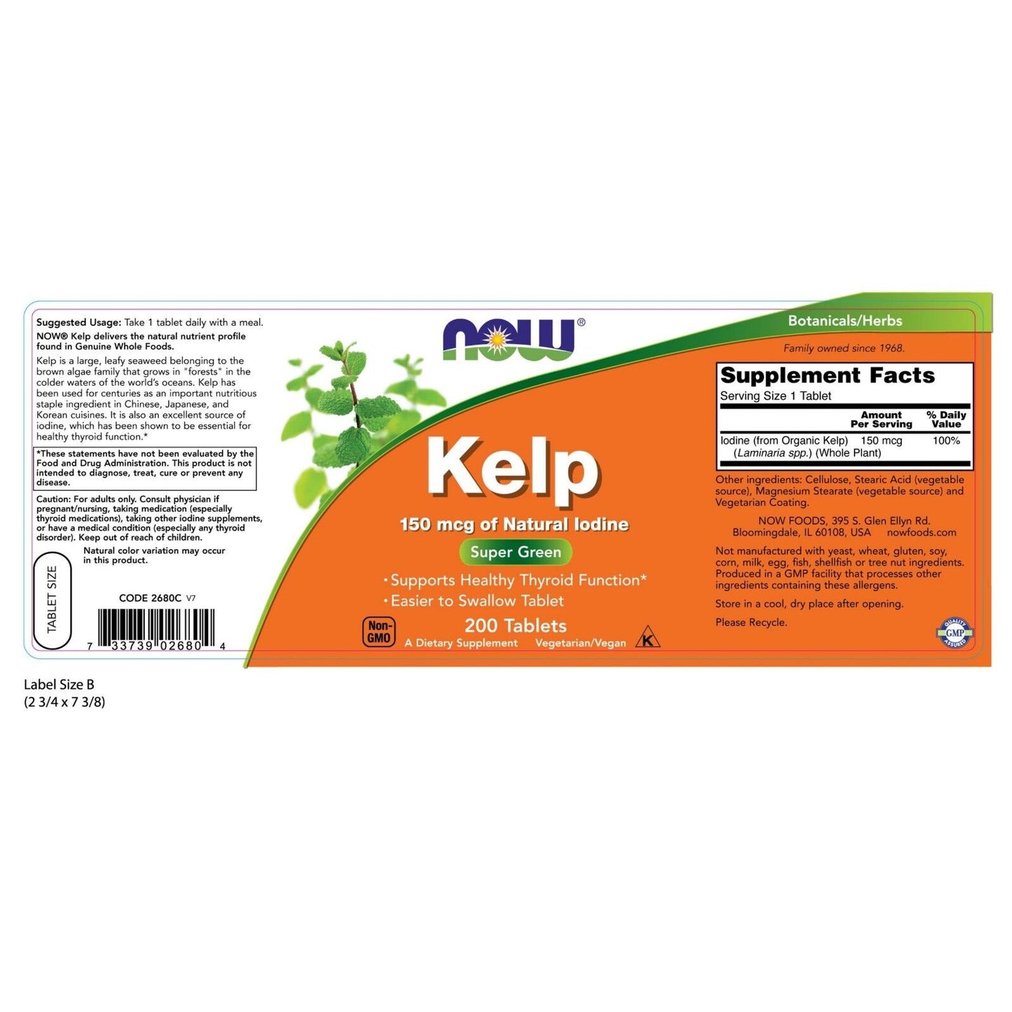 NOW Foods Kelp, 150 mcg, 200 Tablets