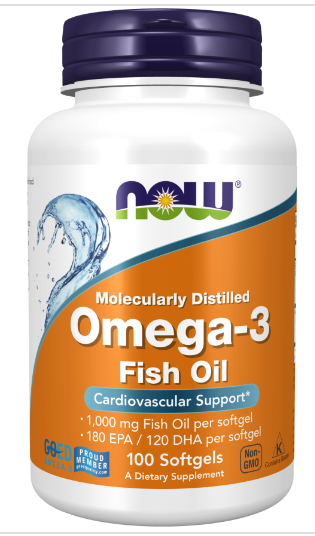 NOW Foods Omega-3 Fish OIl, 1000 mg, 100 Softgels