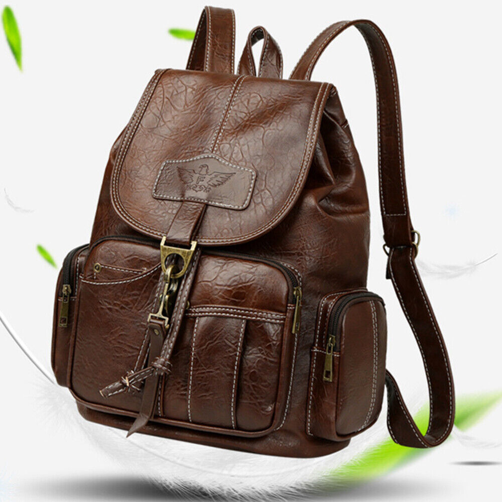 Premium PU Leather Backpack Women Vitange Satchel Rucksack Travel Shoulder Bag