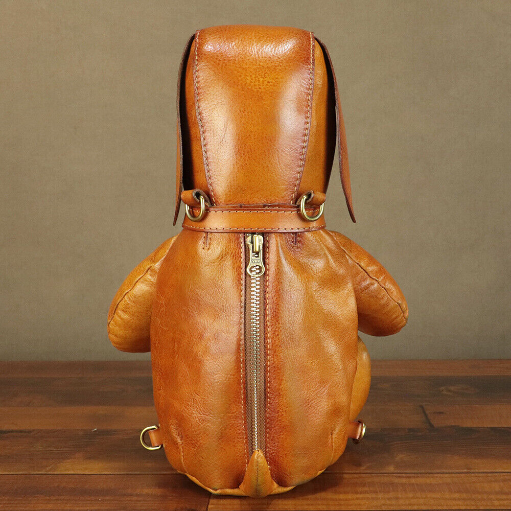 Genuine Leather Dog Backpack Purses for Women Retro Leather Rucksack Handmade